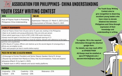 Youth essay writing contest launched to promote PH-China ties