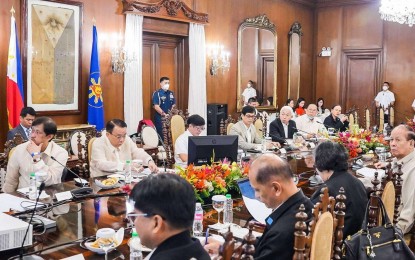 <p><strong>WEALTH PRODUCTION</strong>. President Ferdinand R. Marcos Jr. holds a meeting with Department of Agriculture officials to discuss convergence strategies to attain wealth production at Malacañang on Tuesday (Feb. 28, 2023). Press Briefer Daphne Oseña-Paez said the DA presented interventions to ensure enough supply of corn, pork, chicken, fish, sugar and rice. <em>(Courtesy of PCO)</em></p>