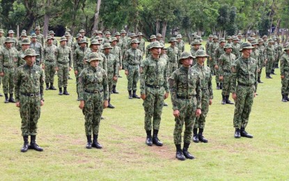 <p><strong>READY TO SERVE</strong>. Police officers who completed the Basic Internal Security Operations Course under the Saniblahi Class of 2022 and 2023 stand in attention during graduation rites at Camp S.K. Pendatun in Parang, Maguindanao del Norte on Thursday (March 2, 2023). The batch of 224 new cops will be deployed throughout the region. <em>(Courtesy of PRO-BARMM)</em></p>