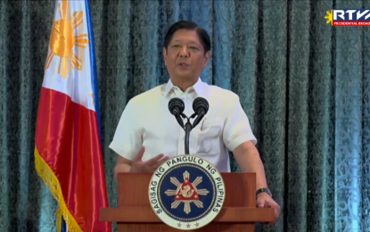 <p><strong>COMPLETE DIGITALIZATION.</strong> President Ferdinand R. Marcos Jr. attends the 23rd International Cable Congress and Exhibit of the Federation of International Cable Television and Telecommunications Association of the Philippines at The Manila Hotel on Friday (March 3, 2023). In his speech, Marcos expects closer collaboration with the cable and telecommunications sector to attain his administration's bid for complete digitalization of government services.<em> (Screenshot from RTVM)</em></p>