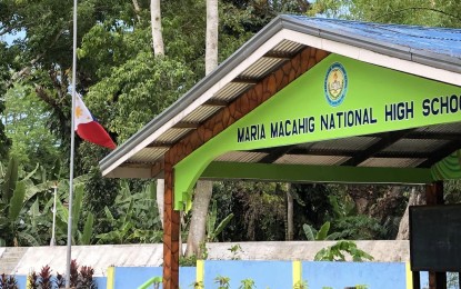 <p><strong>MOURNING. </strong>The Philippine flag flies at half-mast at Maria Macahig Memorial High School in Siaton, Negros Oriental on Monday (March 6, 2023). The school said it is their way of paying respects to the slain governor Roel Degamo and eight others who were gunned down in Pamplona town over the weekend. <em>(Courtesy of MMMHS Facebook)</em></p>