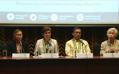 <p>From left, Department of Health (DOH) Assistant Secretary for Health Regulation Team Atty. Charade Mercado-Grande, DOH officer-in-charge Maria Rosario Vergeire, Department of Science and Technology Secretary Renato U. Solidum Jr., and Health Technology Assessment Council Chairperson Dr. Marita Reyes<em> (Screengrab from DOH video) </em></p>