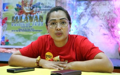 <p><strong>PEACE EFFORTS.</strong> Davao de Oro Governor Dorothy Gonzaga highlights the gains of being an insurgency-free province during the opening of the Bulawan Festival in Nabunturan town on Monday (March 6, 2023). The governor thanked the police and military forces for making the province safe and free from the presence of communist rebels. <em>(PNA photo by Robinson Niñal Jr.)</em></p>
