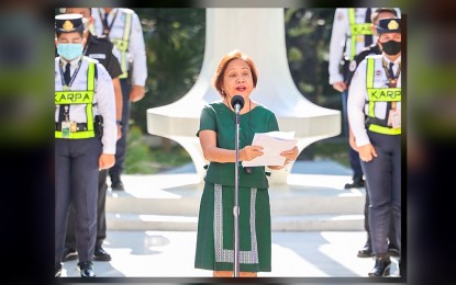 <p><strong>WOMEN POWER.</strong> Senator Cynthia Villar delivers an inspirational message during the Department of Agriculture's celebration of National Women's Month at its national office in Quezon City on Monday (Mar. 6, 2023). Villar said women can contribute to the country's economic development if given more opportunities and training. (<em>Photo courtesy of Office of Senator Cynthia Villar)</em></p>