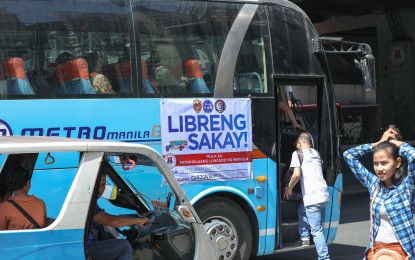 <p>A bus was deployed by the City Government of Manila to serve commuters at the start of the week-long transport strike on Monday (March 6, 2023). <em>(PNA photo by Yancy Lim) </em></p>