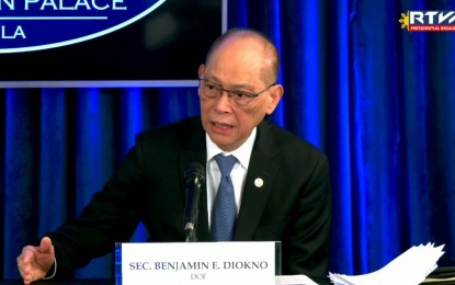 <p><strong>SAVING ELECTRICITY.</strong> Finance Secretary Benjamin Diokno attends a Palace media briefing on Tuesday (March 7, 2023). He said the Department of Energy (DOE) plans to implement daylight-saving time and work-from-home scheme every Friday within its agency to save electricity. <em>(Screengrab from RTVM)</em></p>