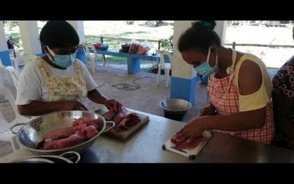 <p><strong>TRAINING</strong>. Members of the Samahan ng mga Katutubong Agta na Ikhan at Lhaman Phisad-Phisad (SAKAILAP) in Casiguran town, Aurora province undergo training on fish processing on March 2, 2023. The training is one of the provisions of the Department of Science and Technology in its effort to help improve the lives of the indigenous peoples. <em>(Photo courtesy of DOST Region III)</em></p>