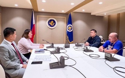<p><strong>DIALOGUE.</strong> Presidential Communications Office Secretary Cheloy Garafil (2nd from left) and Office of the Executive Secretary Undersecretary Roy Cervantes (left) hold a dialogue with PISTON president Mody Florada (right) and Manibela Transport Group chair Mar Valbuena in Malacañang on Tuesday (March 7, 2023) to thresh out concerns regarding the implementation of the PUV modernization program. The transport leaders ended on Tuesday night what was supposed to be a weeklong transport strike. <em>(Photo courtesy of PCO)</em></p>