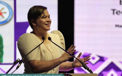 <p><strong>DIGITAL EMPOWERMENT</strong>. Vice President and concurrent Education Secretary Sara Duterte joins the Philippine Commission on Women (PCW) in the celebration of the International Women's Day on Wednesday (March 8, 2023). Duterte thanked the PCW for its efforts for Filipino women and children, as she called for intensified advocacy for women's safety and empowerment in the digital world. <em>(Photo courtesy of the Office of the Vice President)</em></p>