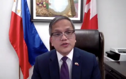 <p>Consul General Zaldy Patron during a virtual briefing on March 9, 2023.<em> (Screenshot from Zoom meeting)</em></p>