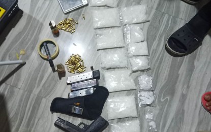 <p><strong>CONFISCATED.</strong> The confiscated pieces of evidence including nearly PHP7.5 million worth of illegal drugs, gun and ammunition from two suspects arrested in Mariveles town, Bataan province on Wednesday (March 8, 2023). The two are now facing charges for violation of Sections 11 and 12 of Republic Act 9165 or the Comprehensive Dangerous Drugs Act or 2002 and Republic Act 10591, the Comprehensive Firearms and Ammunition Regulation Act. <em>(Photo courtesy of Police Regional Office-3)</em></p>
