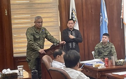 <p><strong>BALIKATAN 2023.</strong> Col. Michael Logico, team leader of the 38th Balikatan Exercise and executive agent of the Armed Forces of the Philippines (AFP), talks about the preparations for this year's Balikatan military exercise to be held in Ilocos Norte during a Sangguniang Panlalawigan session on Jan. 23, 2023. Close coordination with concerned authorities is now ongoing. <em>(PNA photo by Leilanie Adriano)</em></p>