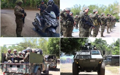 <p><strong>RESTORING PEACE.</strong> Soldiers from six Army Battalions are now in Negros Oriental province. Visayas Command chief, Lt. General Benedict Arevalo, on Monday (March 13, 2023) declares that government troops will not leave Negros Oriental until the peace and order situation is restored in the province following the murder of Governor Roel Degamo and eight others. (<em>Photos courtesy of Visayas Command PIO)</em></p>