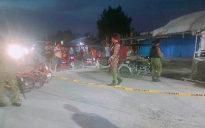 <p><strong>CRIME SCENE</strong>. Police cordoned off the site where a village chair in Shariff Aguak, Maguindanao del Sur, was shot dead by motorcycle-riding gunmen on Tuesday (March 14, 2023). Police probers have yet to establish the motive and identities of the perpetrators. <em>(Photo courtesy of Maguindanao PPO)</em></p>