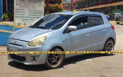 <p><strong>BULLET-RIDDLED.</strong> The bullet-riddled car of Rhyolite Agregado Balili, executive assistant of the Polomolok town mayor in South Cotabato province, who was shot and wounded by motorcycle riding-in-tandem gunmen while entering the town hall premises on March 17, 2023. Mayor Bernie Palencia has offered a PHP500,000 reward for the arrest of the perpetrators. <em>(Photo courtesy of Polomolok MPS)</em></p>