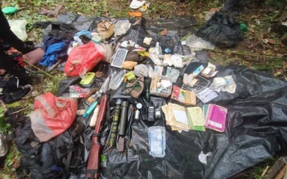 <p><strong>REBEL LAIR.</strong> Government troops from the Army's 26th Infantry Battalion seize war materials, medical supplies, and personal belongings after overrunning an encampment of the New People’s Army rebels in Sitio Lawangwangan, Barangay Lydia, La Paz, Agusan del Sur, on Saturday (March 18, 2023). The encounter took place after residents reported the presence of the rebels. <em>(Courtesy of 26IB)</em></p>