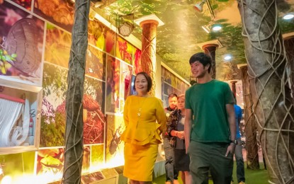 <p><strong>SURFING DESTINATION.</strong> Presidential son William Vinny Araneta Marcos (right) is accompanied by Davao Oriental Governor Corazon Malanyaon on Monday (March 20, 2023) at the Subangan Provincial Museum during their visit to the surfing sites of the province. Along with members of the United Philippine Surfing Association (UPSA), the young Marcos was impressed by the beauty of the province. <em>(Photo courtesy of DavOr PIO)</em></p>
