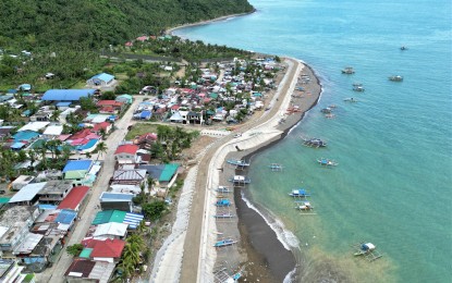 <p><strong>SEAWALL PROJECT</strong>. An aerial view of a 355-lineal seawall constructed by the Department of Public Works and Highways in Barangay Paltic, Dingalan, Aurora to protect the fishing community from storm surges. This is part of the government’s effort to promote disaster risk mitigation and preparedness. <em>(Photo courtesy of DPWH)</em></p>