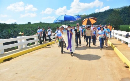 <p><strong>NEW BRIDGE</strong>. The inauguration of the PHP76.2-million Himogaan Bridge in Barangay Bato, Sagay City in Negros Occidental on Wednesday (March 22, 2023). The project has been implemented under the Department of Agriculture's Philippine Rural Development Project. <em>(Photo courtesy of Sagay City Tourism and Information Office) </em></p>