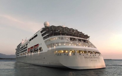 <p><strong>CRUISE TOURISM</strong>. The maiden voyage of the Silver Spirit cruise ship arrives at the Salomague Port in Ilocos Sur province on Feb. 14, 2023. More cruise ships are expected to dock at major Ilocos ports this year. <em>(File photo by Karen Lucas)</em></p>