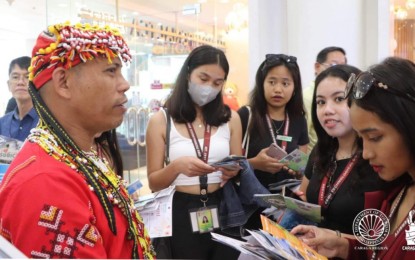 <p><strong>EXPLORING CARAGA REGION.</strong> Visitors and guests flock to the booth of the Department of Tourism in the Caraga Region (DOT-13) during the three-day International Trade Fair 2023 last March 24 to 26 in Cebu City. The DOT-13 hopes the event will strengthen domestic arrivals from Cebu to the region via the Sayak Airport in Siargao Island, Surigao del Norte.<em> (Photo courtesy of DOT-13)</em></p>