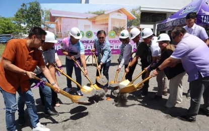 <p><strong>SUPER HEALTH CENTER</strong>. Senator Christopher Lawrence "Bong" Go (fourth from left) leads the groundbreaking rites for a Super Health Center in Barangay Guinobatan, Calapan City on Monday (March 27, 2023). The upgraded health center is expected to provide basic medical services to residents of far-flung villages of the city. <em>(Photo courtesy of the Office of Senator Bong Go)</em></p>
