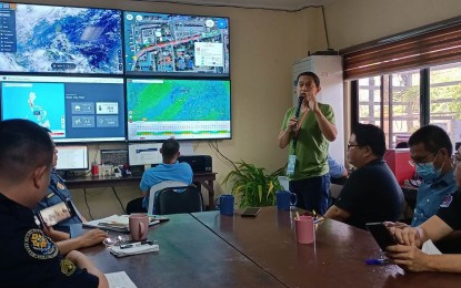 <p><strong>OPLAN SEMANA SANTA</strong>. Jeck Conlu, Emergency Operations Center incident commander, presents the preparedness plan of Iloilo City for the Lenten Season in a press conference on Thursday (March 30, 2023). The city government is expecting more or less 18,000 pilgrims and visitors to travel to Guimaras via Iloilo on April 7, Good Friday. <em>(PNA photo by PGLena)</em></p>