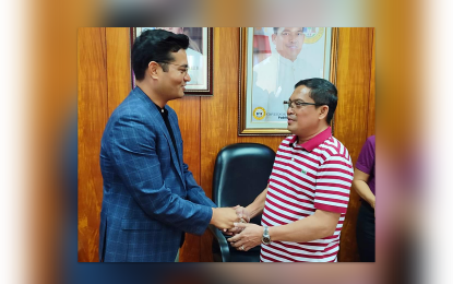 <p style="text-align: left;"><strong>CHILD PROTECTION.</strong> Davao del Norte Governor Edwin Jubahib (right) meets with ChildFund International Country Director Anand Vishwakarma at the Provincial Capitol in Tagum City on Wednesday (March 29, 2023)to further their partnership in strengthening child welfare and protection. ChildFund is an international non-government organization working with local partner organizations, governments, corporations, and individuals to create a safe environment for children.<em> (Photo from DavNor PICKMO)</em></p>