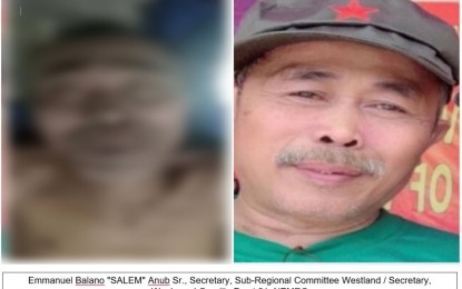 <p><strong>END OF THE LINE.</strong> The photo of New People’s Army leader Emmanuel Balano “Salem” Anub Sr. who was killed in an encounter in Barangay San Juan, Bayugan City, Agusan del Sur on Thursday (March 30, 2023). Two other top leaders, identified only as Dano and Zig, also died in a skirmish in the same village on March 27. <em><strong>(Courtesy of 4ID)</strong></em></p>