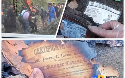 <p><strong>UNCOVERED.</strong> Police operatives recover belongings reportedly owned by suspects in the murder of Negros Oriental Governor Roel Degamo during a raid at a sugar mill in Sta. Catalina, Negros Oriental on Thursday night (March 30, 2023). Seized from the raid were burned clothes, identification cards, among others. <em>(Courtesy of Joint Task Force Negros )</em></p>