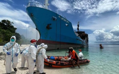 <p><strong>SEARCH AND RETRIEVAL.</strong> Firefighters, Philippine Coast Guard, and Basilan Provincial Disaster Risk Reduction and Management Office personnel continues search and retrieval operations in Baluk-Baluk Island, Hadji Muhtamad, Basilan Friday (March 31, 2023). following the fire incident that hit the M/V Mary Joy 3 on March 29. The PCG reported 29 fatalities, 216 survivors, and seven missing as of the latest count. <em>(Courtesy of Kilo India)</em></p>