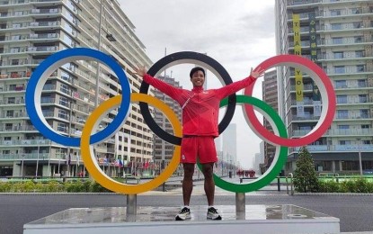 <p><strong>OLYMPIC VETERAN.</strong> Rower Cris Nievarez at the Tokyo Olympics Athletes Village Plaza in 2021. Nievarez will banner the team in the World Beach Games Asian qualifying event on April 25-30, 2023 in Pattaya, Thailand. <em>(Contributed photo) </em></p>