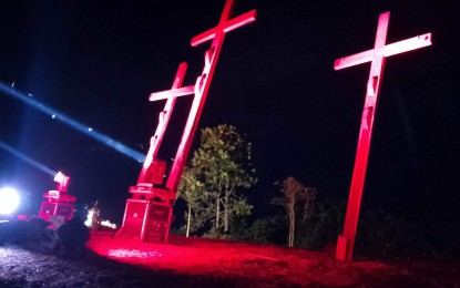 <p><strong>'TALTAL</strong>'. The site of the crucifixion of Christ for the “Taltal sa Barotac Viejo,” a live drama presentation of the life of Jesus Christ in the municipality of Barotac Viejo in Iloilo on Good Friday (April 7, 2023). In an interview on Thursday (April 6), Antonio Balairos Jr., one of the directors, who will play the role of Caiaphas, said they expect a crowd of 50,000 to witness the street presentation. <em>(Photo by Ian Balarido/Turismo Barotac Viejo)</em></p>