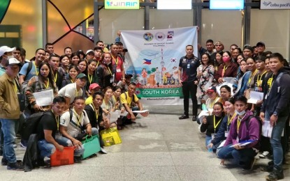 <p><strong>OFF TO SOUTH KOREA.</strong> At least 68 workers from Dinagat Islands province departed Tuesday (April 11, 2023) to Pyeongchang County in South Korea via Cebu International Airport. The workers are part of the 2,000 farmers and fishermen who will be sent this year to South Korea not only to work and earn but also to study advanced technologies in agriculture and fishery.<em> (Photo courtesy of Gov. Nilo Demerey Jr.)</em></p>