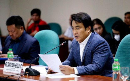 <p><strong>PARTNERSHIP</strong>. Senator Ramon Revilla Jr. presides over the Committee on Public Works hearing on various bills that seek to amend the Build-Operate-Transfer (BOT) Law or the Public-Private Partnership program on Tuesday (April 18, 2023). Revilla said amending the BOT Law is one of the priority legislative measures of President Ferdinand R. Marcos Jr. <em>(Photo courtesy of Senate PRIB)</em></p>
