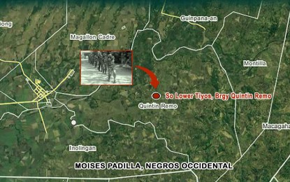 <p><strong>ENCOUNTER SITE</strong>. A site map showing the area where a clash took place between troops of the Philippine Army’s 62nd Infantry Battalion and fighters of the New People’s Army Central Negros Front 1 in Moises Padilla, Negros Occidental on Tuesday morning (April 18, 2023). The encounter claimed the life of Jose “Jojo” Albores, one of the leaders of the NPA’s “kangaroo court.”<em> (Image courtesy of 62nd Infantry Battalion, Philippine Army)</em></p>
