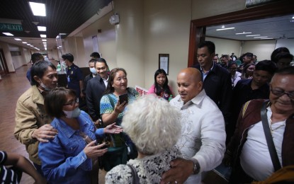 <p><strong>ALL IS FAIR. </strong>Senator Ronald "Bato" Dela Rosa speaks to the members of the media after the marathon hearing on Negros Oriental Governor Roel Degamo's murder on Wednesday (Apr. 19, 2023).  Dela Rosa assured all resource persons at the hearing to be given fair treatment. <em>(PNA photo)</em></p>