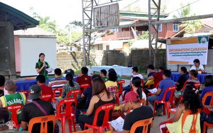 <p><strong>SPREADING AWARENESS.</strong> A team from the Department of Agriculture in the Caraga Region (DA-13) conducts an awareness drive on crop pests and disease management in Tagbina, Surigao del Sur, on Thursday (April 19, 2023). The DA-13 is set to facilitate the same campaign in various areas of Surigao del Sur and Agusan del Sur provinces until April 28, 2023. <em>(Photo courtesy of DA-13)</em></p>