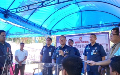 <p><strong>DATA BREACH</strong>. Philippine National Police chief Gen. Rodolfo Azurin Jr. delivers his welcoming remark during the groundbreaking for the PNP Press Corps office and briefing room at Camp Crame in QUezon CIty on Thursday (April 20, 2023). On the sidelines of the ceremony, Azurin said the PNP is already investigating a supposed data breach that hit government agencies. <em>(Photo by Christopher Lloyd T. Caliwan)</em></p>