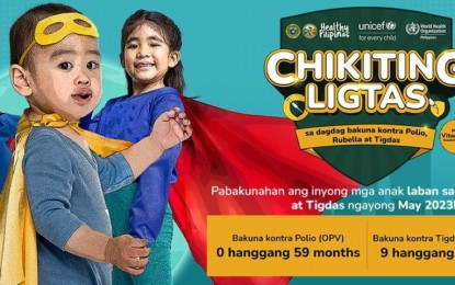 <p><strong>IMMUNIZATION FOR KIDS.</strong> The campaign message of the Department of Health (DOH) to encourage the public to participate in the month-long measles-rubella and oral polio vaccination. The month-long immunization will start on May 2, 2023 and will cover 471,472 children in Eastern Visayas. <em>(DOH image)</em></p>