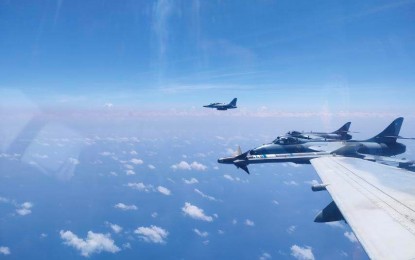 <p><strong>TOP GUN</strong>. Philippine Air Force (PAF) fighter pilots flying the FA-50PH light jet fighters and their American counterparts aboard Hawker Hunter transonic aircraft do a "Top Gun" by conducting tactical air intercept (TAI) sorties over Pampanga on April 20, 2023. The training is part of the "<em>Balikatan</em>" iteration, which allowed pilots to showcase their skills on tactics, techniques, and procedures. <em>(Photo from PAF) </em></p>