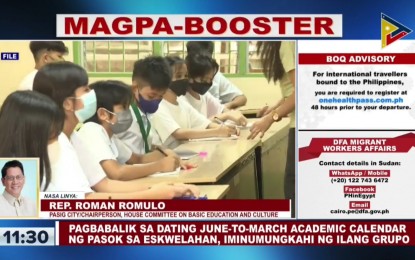 <p><strong>SCHOOL CALENDAR</strong>. House Committee on Basic Education and Culture chairperson Rep. Roman Romulo says the Department of Education (DepEd) must study the proposed return to the old academic calendar when school breaks run from April to May, in a phone patch interview during the Laging Handa public briefing on Wednesday (April 26, 2023). Romulo said several factors must be considered, particularly the existing challenges to schools and learners during rainy season. <em>(Screengrab)</em></p>