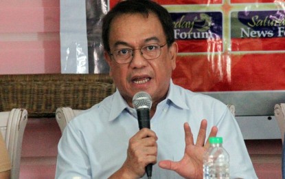 <p>DILG Central Office Disaster Information Coordination Center Director Allan Tabel during the Saturday News Forum in Quezon City. <em>(PNA photo by Robert Oswald Alfiler)</em></p>