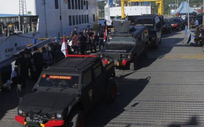 <p><span style="font-weight: 400;">Police vehicles used to secure the 2023 ASEAN Summit in East Nusa Tenggara. <em>(Antara Photo/Kornelis Kaha/pras/FR)</em></span></p>