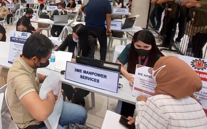 <p><strong>HIRED.</strong> Sixty jobseekers are now part of the local labor force as they were hired on the spot at a job fair in Zamboanga City in line with the celebration of Labor Day on Monday (May 1, 2023). Karen Grafia, Department of Labor and Employment-9 information officer, said 11 of them are nurses who opted to be employed by a private hospital in the city. <em>(Photo courtesy of Zamboanga CIO)</em></p>