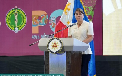 <p><strong>PUBLIC HEALTH</strong>. Vice President Sara Z. Duterte emphasizes the pressing need to strengthen the country’s public health system in her speech at the opening ceremony of the 49th Midyear Convention of the Philippine College of Surgeons held at the SMX Convention Center in Davao City on Thursday (May 4, 2023). Putting a premium on public health, she said, involves giving the poor wide access to medical services.<em> (Photo from Inday Sara Duterte Facebook Page)</em></p>