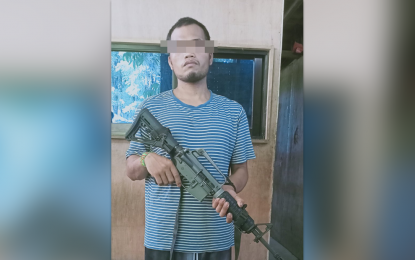 <p><strong>WOUNDED REBEL.</strong> Jonas Angeles, 28, New People’s Army fighter, surrenders to Philippine Army’s 36th Infantry Battalion on Sunday (May 7, 2023) in Carmen, Surigao del Sur. The rebel sustained a gunshot wound in a recent encounter with the government forces. <em>(Photo courtesy of 36IB)</em></p>