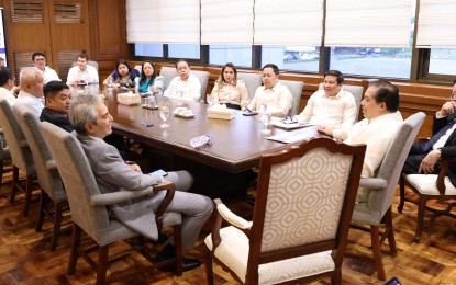 <p><strong>LEADERS’ MEETING</strong>. Speaker Ferdinand Martin G. Romualdez (head of the table, right) meets with party leaders at the House of Representatives on Monday (May 8, 2023). They discussed steps on how to fast-track the approval of the remaining priority measures of President Ferdinand R. Marcos Jr. before the sine die adjournment. <em>(Photo courtesy of Office of the Speaker)</em></p>