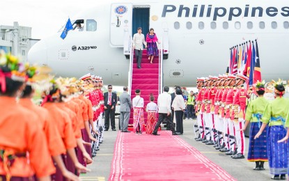 <p><strong>PRIORITY AREAS.</strong> President Ferdinand R. Marcos Jr. and First Lady Liza Araneta-Marcos arrive in Labuan Bajo, Indonesia for the 42nd ASEAN Summit and Related Summits on Tuesday (May 9, 2023). In his speech during a plenary session at the Meruorah Komodo Convention Center on Wednesday (May 10), Marcos said upholding international law, promoting trade and investments and addressing climate change must be the top priorities of the Association of Southeast Asian Nations. <em>(Photo from OP FB page)</em></p>