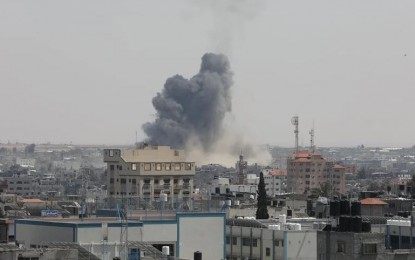 <p><strong>WORLDWIDE IMPACT</strong>. Smoke rises after Israel launches airstrikes in Rafah, Gaza on May 10, 2023. Early Saturday morning (Oct. 7, 2023), Hamas fighters launched a surprise offensive in what the Israeli government called "Israel's 9/11". <em>(Photo courtesy of Anadolu)</em></p>